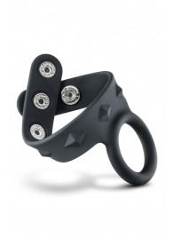 Черное эрекционное кольцо с подхватом мошонки на кнопках VS6 - Blush Novelties - в Калуге купить с доставкой