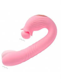 Розовый вибратор Selove Campanula с вращающимся стимулятором клитора - 18,2 см. - Selove