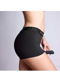 Черные трусики-боксеры для фиксации насадок Strap-on-me Harness Lingerie Allure - size XL - Strap-on-me - купить с доставкой в Калуге