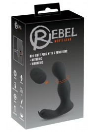 Черная анальная пробка с вибрацией, вращением и пультом ДУ RC Butt Plug with 2 Functions - Orion - в Калуге купить с доставкой
