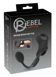 Черное виброкольцо с анальной пробкой Cock Ring with RC Butt Plug - Orion - в Калуге купить с доставкой