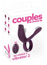 Фиолетовая насадка на член с клиторальным отростком и пультом ДУ RC Couple’s Vibrator 2 - Orion - в Калуге купить с доставкой