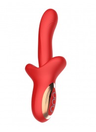 Красный вибратор с постукивающим эффектом - 22 см. - Secwell