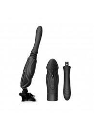 Черная секс-машина с функцией нагрева, насадками и присоской Sesh - Zalo - купить с доставкой в Калуге