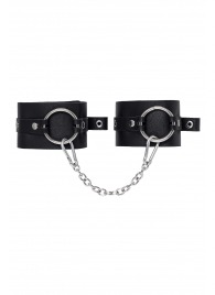Черные оковы из толстой кожи с люверсами - Pecado - купить с доставкой в Калуге
