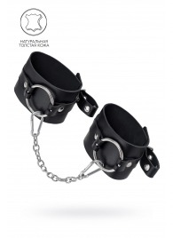 Черные оковы из толстой кожи с люверсами - Pecado - купить с доставкой в Калуге