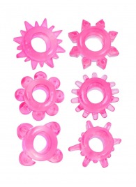 Набор из 6 розовых эрекционных колец с различным рельефом - Erowoman-Eroman - в Калуге купить с доставкой