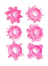 Набор из 6 розовых эрекционных колец с различным рельефом - Erowoman-Eroman - в Калуге купить с доставкой