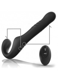 Черный безремневой страпон с вибрацией и возвратно-поступательными движениями - 24 см. - Ibiza - купить с доставкой в Калуге