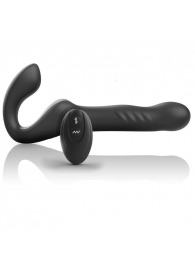 Черный безремневой страпон с вибрацией и возвратно-поступательными движениями - 24 см. - Ibiza - купить с доставкой в Калуге