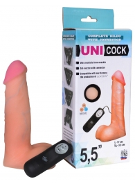 Фаллическая насадка Харнесс UNICOCK 5,5  с вибрацией - 17 см. - LOVETOY (А-Полимер) - купить с доставкой в Калуге