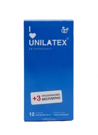 Классические презервативы Unilatex Natural Plain - 12 шт. + 3 шт. в подарок - Unilatex - купить с доставкой в Калуге