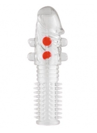 Гелевая прозрачная насадка с шариками и шипами - 14 см. - Toyfa Basic - в Калуге купить с доставкой