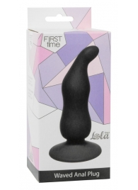 Чёрная анальная пробка Waved Anal Plug Black - 11 см. - Lola Games