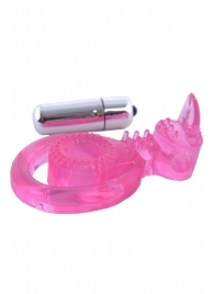 Розовая вибронасадка со стимулятор клитора   Язычок - Toyfa Basic - в Калуге купить с доставкой