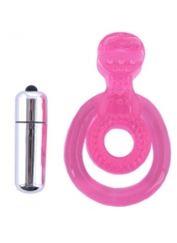 Розовая вибронасадка со стимулятор клитора   Язычок - Toyfa Basic - в Калуге купить с доставкой