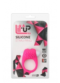 Розовое эрекционное кольцо с щеточкой LIT-UP SILICONE STIMU RING 5 - Dream Toys - в Калуге купить с доставкой