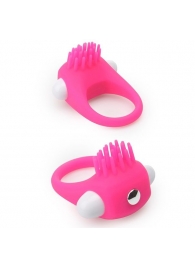 Розовое эрекционное кольцо с щеточкой LIT-UP SILICONE STIMU RING 5 - Dream Toys - в Калуге купить с доставкой