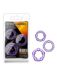 Набор из 3 фиолетовых эрекционных колец Stay Hard Beaded Cockrings - Blush Novelties - в Калуге купить с доставкой