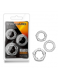 Набор из 3 прозрачных эрекционных колец Stay Hard Beaded Cockrings - Blush Novelties - в Калуге купить с доставкой