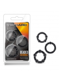 Набор из 3 чёрных эрекционных колец Stay Hard Beaded Cockrings - Blush Novelties - в Калуге купить с доставкой