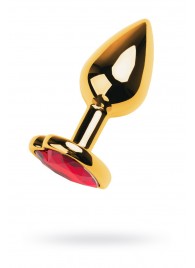 Золотистая анальная пробка с кристаллом-сердцем - 7,5 см. - ToyFa - купить с доставкой в Калуге