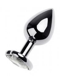 Серебристая анальная пробка с прозрачным кристаллом-сердцем - 8 см. - ToyFa - купить с доставкой в Калуге