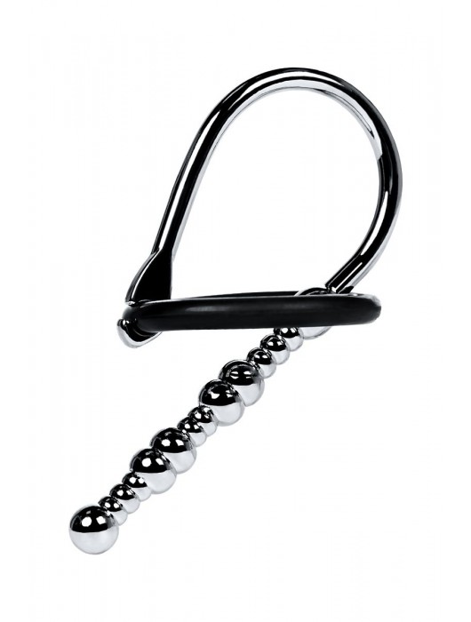 Серебристый уретральный плаг-бусины TOYFA Metal с мягким фиксириющим кольцом - ToyFa - купить с доставкой в Калуге