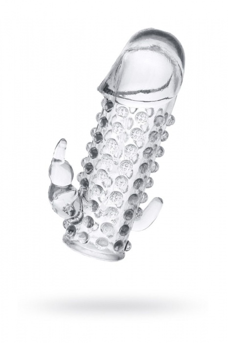 Гелевая прозрачная насадка с 2 отростками - 13 см. - Toyfa Basic - в Калуге купить с доставкой