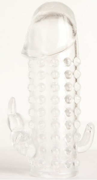 Гелевая прозрачная насадка с 2 отростками - 13 см. - Toyfa Basic - в Калуге купить с доставкой