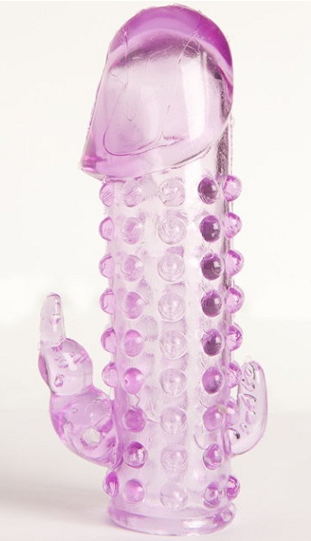 Закрытая фиолетовая насадка с 2 отростками - 13 см. - Toyfa Basic - в Калуге купить с доставкой