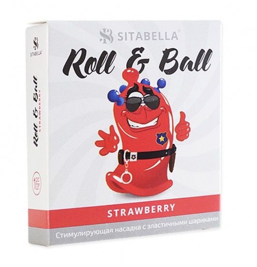 Стимулирующий презерватив-насадка Roll   Ball Strawberry - Sitabella - купить с доставкой в Калуге