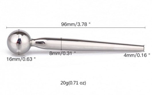 Гладкий металлический уретральный плаг с шариком - 9,6 см. - Notabu - купить с доставкой в Калуге