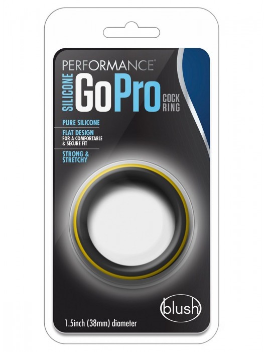 Черно-желтое силиконовое эрекционное кольцо Silicone Go Pro Cock Ring - Blush Novelties - в Калуге купить с доставкой