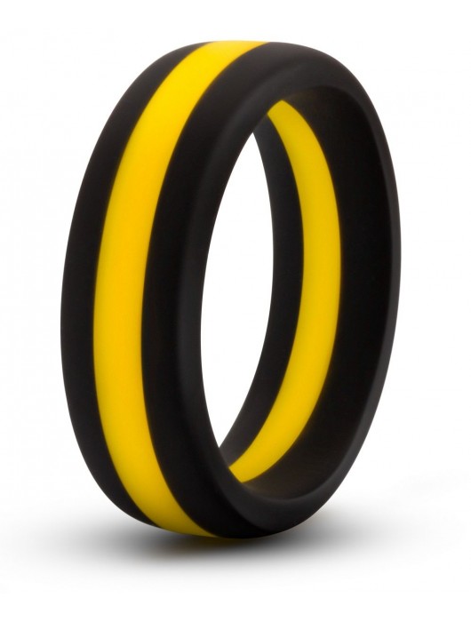 Черно-желтое силиконовое эрекционное кольцо Silicone Go Pro Cock Ring - Blush Novelties - в Калуге купить с доставкой