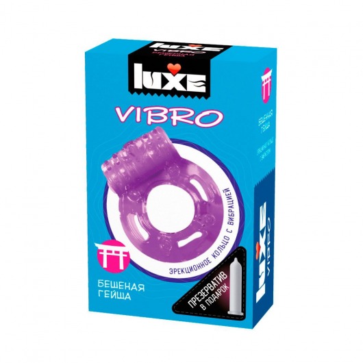 Фиолетовое эрекционное виброкольцо Luxe VIBRO  Бешеная гейша  + презерватив - Luxe - в Калуге купить с доставкой