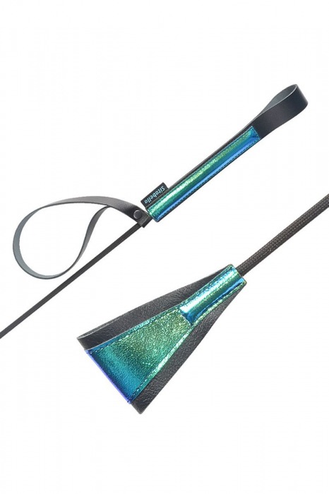 Черно-синий стек с хлопушкой из кожи - 62 см. - Sitabella - купить с доставкой в Калуге