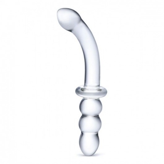 Прозрачный ребристый двусторонний стимулятор Ribbed G-Spot - 20 см. - Glas