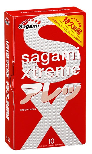 Утолщенные презервативы Sagami Xtreme Feel Long с точками - 10 шт. - Sagami - купить с доставкой в Калуге