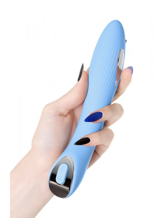 Голубой силиконовый вибратор с электростимуляцией TESLA G-POINT - 21 см. - ToyFa - купить с доставкой в Калуге