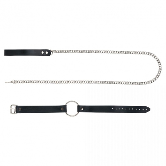 Черный поводок и чокер с кольцом Rada - Rebelts - купить с доставкой в Калуге