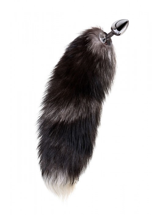 Серебристая металлическая анальная втулка с хвостом чернобурой лисы - размер S - ToyFa - купить с доставкой в Калуге