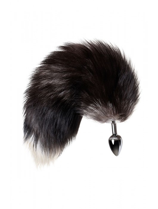 Серебристая металлическая анальная втулка с хвостом чернобурой лисы - размер S - ToyFa - купить с доставкой в Калуге