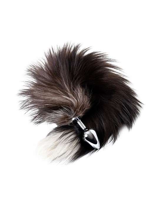 Серебристая металлическая анальная втулка с хвостом чернобурой лисы - размер S - ToyFa - купить с доставкой в Калуге