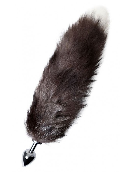 Серебристая металлическая анальная втулка с хвостом чернобурой лисы - размер S - ToyFa - купить с доставкой в Калуге
