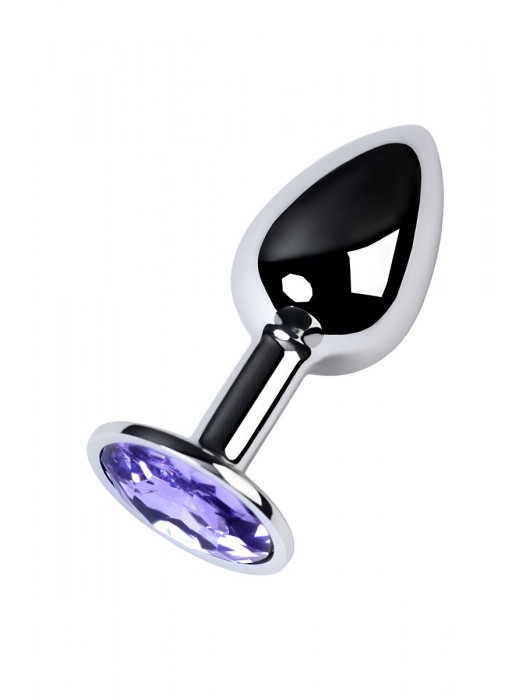 Серебристая конусовидная анальная пробка с фиолетовым кристаллом - 7 см. - ToyFa - купить с доставкой в Калуге