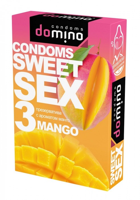 Презервативы для орального секса DOMINO Sweet Sex с ароматом манго - 3 шт. - Domino - купить с доставкой в Калуге