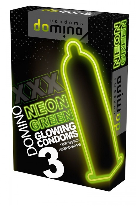 Презервативы DOMINO Neon Green со светящимся в темноте кончиком - 3 шт. - Domino - купить с доставкой в Калуге