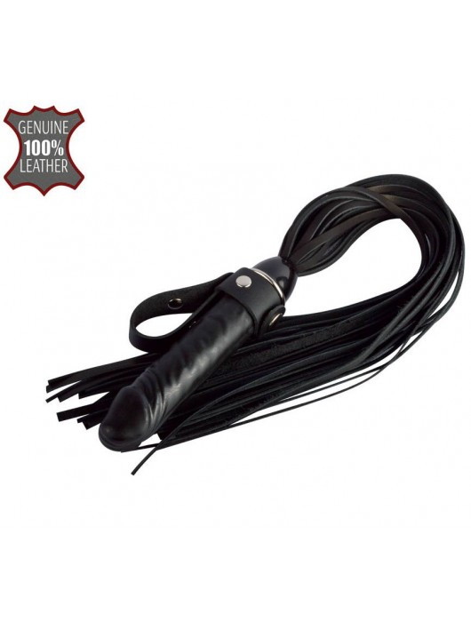 Черная плеть  Ковбой  с ручкой-фаллосом - 55 см. - Sitabella - купить с доставкой в Калуге