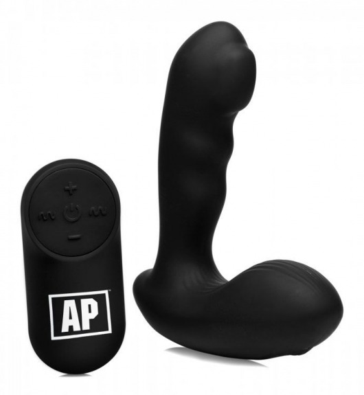 Черный стимулятор простаты Alpha-Pro 7X P-Milker Silicone Prostate Stimulator with Milking Bead - XR Brands - в Калуге купить с доставкой